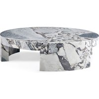 Milan Modern Round Marble Coffee Table with Curved Block Legs / Galaxy Blue