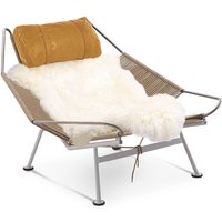 Flag Halyard Chair Quickship - Natural Cord Color Aniline Leather-Camel - Final Sale