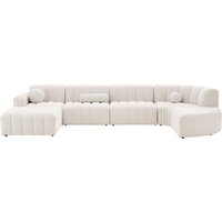 Aurelie Modern Channel Tufted Curved Modular Sectional Sofa | Combination 001-Velvet-Phantom Grey / Right