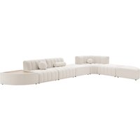 Aurelie Modern Channel Tufted Curved Modular Sectional Sofa | Combination 002-Velvet-Platinum Silver