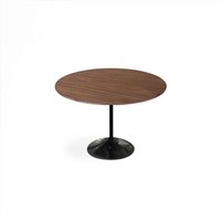 Dark Walnut Wood Tulip Dining Table - Round 40" - Black Base