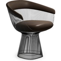 Warren Platner Armchair - Gun Metal Black Base Aniline Leather-Dark Brown