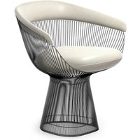 Warren Platner Armchair - Gun Metal Black Base Aniline Leather-White