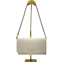 Get 90% Off EVELYN KATE Ivory Leather Clutch with Spring C Design