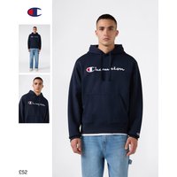 Champion Men’s Hooded Sweatshirt With Maxi Logo And Brushed Interior Dark Blue Man FW26