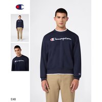 Champion Men’s Crewneck Sweatshirt With Logo And Brushed Interior Dark Blue Man FW26