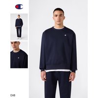 Champion Men’s Crewneck Sweatshirt With C Logo And Brushed Interior Dark Blue Man FW26