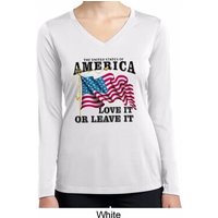 America Love It or Leave It Ladies Dry Wicking Long Sleeve Shirt