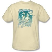 Aquaman T-shirt - Catch A Wave DC Comics Adult Cream Tee