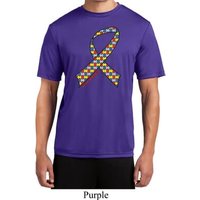 Autism Awareness Ribbon Mens Moisture Wicking Shirt