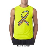 Autism Awareness Ribbon Mens Sleeveless Shirt