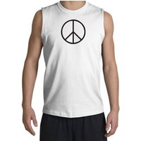 BASIC PEACE BLACK Sign Symbol Adult Muscle Shirt Shooter - White