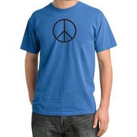 BASIC PEACE BLACK Sign Symbol Adult Pigment Dyed T-shirt - Medium Blue