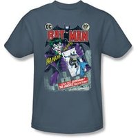 Batman Kids Shirt - Distressed Back in Town Youth Slate Tee