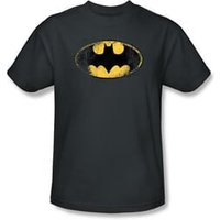 Batman Kids T-Shirt - Destroyed Logo Youth Charcoal Tee