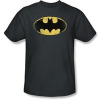 Batman Kids T-Shirt - Distressed Shield Youth Charcoal Tee