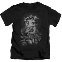Betty Boop Kids Shirt Fashion Roses Black T-Shirt