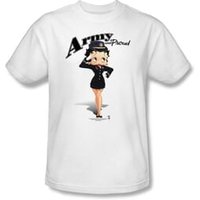 Betty Boop Kids T-shirt Army Boop Youth White Tee Shirt