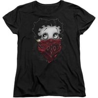 Betty Boop Womens Shirt Bandana & Roses Black T-Shirt
