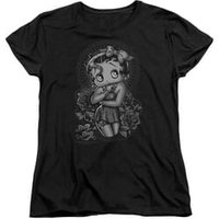 Betty Boop Womens Shirt Fashion Roses Black T-Shirt