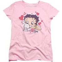 Betty Boop Womens Shirt Puppy Love Pink T-Shirt