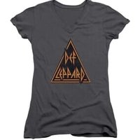 Juniors Size Def Leppard DISTRESSED LOGO T-shirt - Charcoal