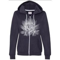 Ladies Full-Zip Lotus Flower Hoodie - Navy Blue - XL