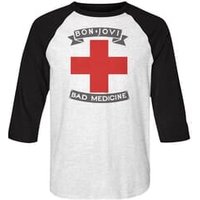 Clearance - Mens Bon Jovi BAD MEDICINE Raglan 3/4 Sleeve Tee