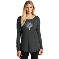 Clearance - Womens Grey Tree of Life Triblend Long Sleeve Tunic Yoga Shirt