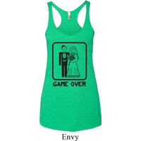 Black Game Over Ladies Tri Blend Racerback Tank Top