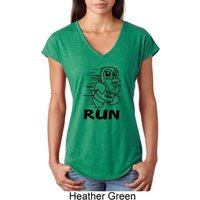 Black Penguin Power Run Ladies Tri Blend V-Neck Shirt
