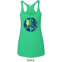 Blue Earth Peace Ladies Tri Blend Racerback Tank Top