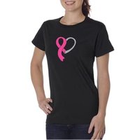 Breast Cancer Awareness Ladies Shirt Ribbon Heart Organic Tee T-Shirt