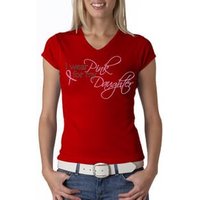 Breast Cancer Ladies T-shirt V-neck Pink For My Daughter Red Tee Shirt