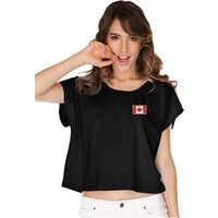 Canada Flag Patch Pocket Print Ladies Boxy Tee