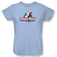 Chilly Willy Ladies T-shirt TV Show Willy Logo Light Blue Tee Shirt