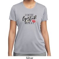 Coffee Lipstick Repeat Ladies Moisture Wicking Shirt