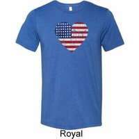 Distressed USA Heart Mens Tri Blend Crewneck Shirt
