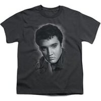Elvis Presley Shirt Kids Grey Portrait Charcoal T-Shirt