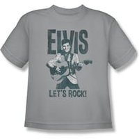 Elvis Presley Shirt Kids Let's Rock! Silver T-Shirt