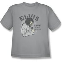 Elvis Presley Shirt Kids Live In Memphis Silver T-Shirt