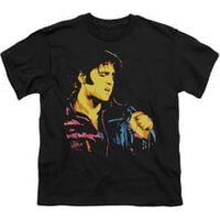 Elvis Presley Shirt Kids Neon Outline Black T-Shirt