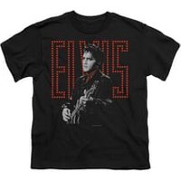 Elvis Presley Shirt Kids Red Guitarman Black T-Shirt