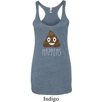 Emoji Shit Happens Ladies Tri Blend Racerback Tank Top
