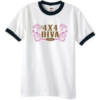 Ford Logo Ringer T-Shirt - 4x4 Diva Classic Car White/Black Tee Shirt