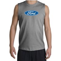 Ford Logo Shooter Shirt - Oval Emblem Adult Sports Grey Muscle Shirt