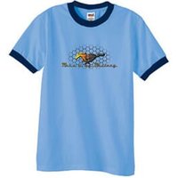 Ford Mustang Ringer T-shirt - Make It My Grill Carolina Blue/Navy Tee