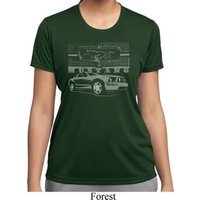 Ford Mustang with Grill Ladies Moisture Wicking Shirt