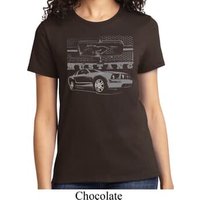 Ford Mustang with Grill Ladies Shirt