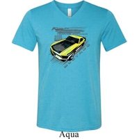 Ford Vintage Yellow Mustang Boss Mens Tri Blend V-neck Shirt